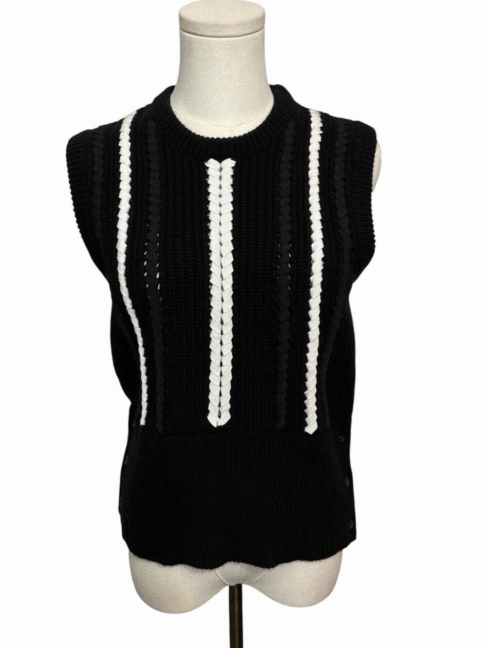 THOM BROWNE MERINO WOOL SWEATER VEST W/RIBBON 1 OF 1 SZ 40